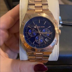 Rose Gold & Navy MK Watch with extra links